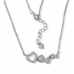 Gargantilla en Plata de Ley 925m de 41.5 cm. cinco corazones combinad