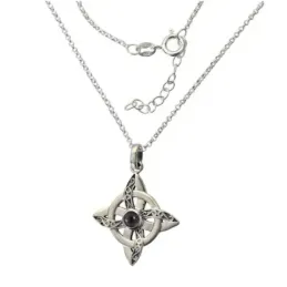 Nudo de Bruja Gargantilla Plata Ley 925m cadena rolo 42 cm. piedra on