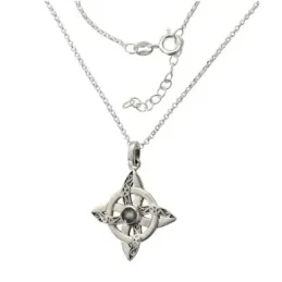 Nudo de Bruja Gargantilla Plata Ley 925m cadena rolo 42 cm. piedra la