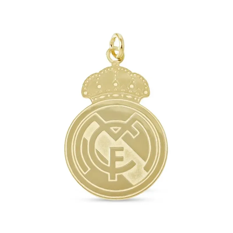 Real Madrid Colgante Plata Ley 925m macizo chapado oro 30 mm. liso ma