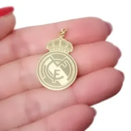 Real Madrid Colgante Plata Ley 925m macizo chapado oro 30 mm. liso ma