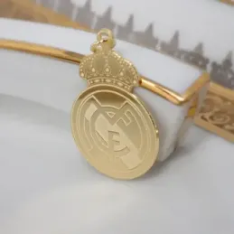Real Madrid Colgante Plata Ley 925m macizo chapado oro 30 mm. liso ma