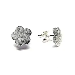 Pendientes plata ley 925m liso flor matizado 8mm. [AB0605]