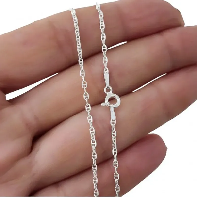 Cadena plata Ley 925m 45cm. modelo marina martilleada [AC0348]