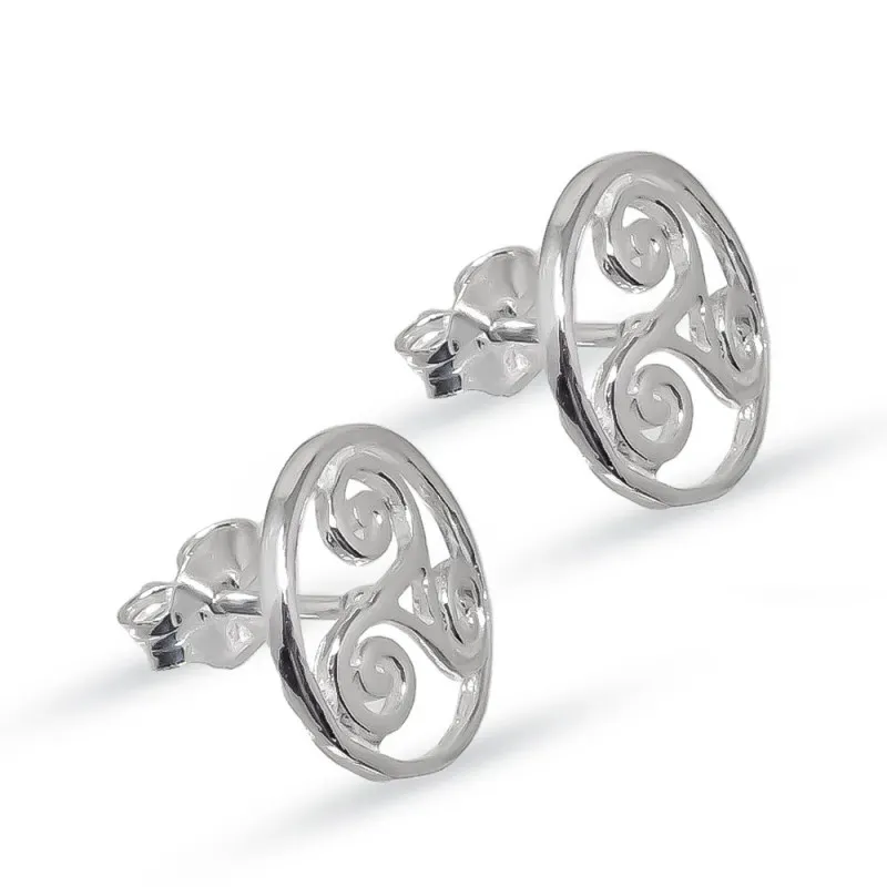 Pendientes plata ley 925m trisquel celta calado 12mm. [AB2670]