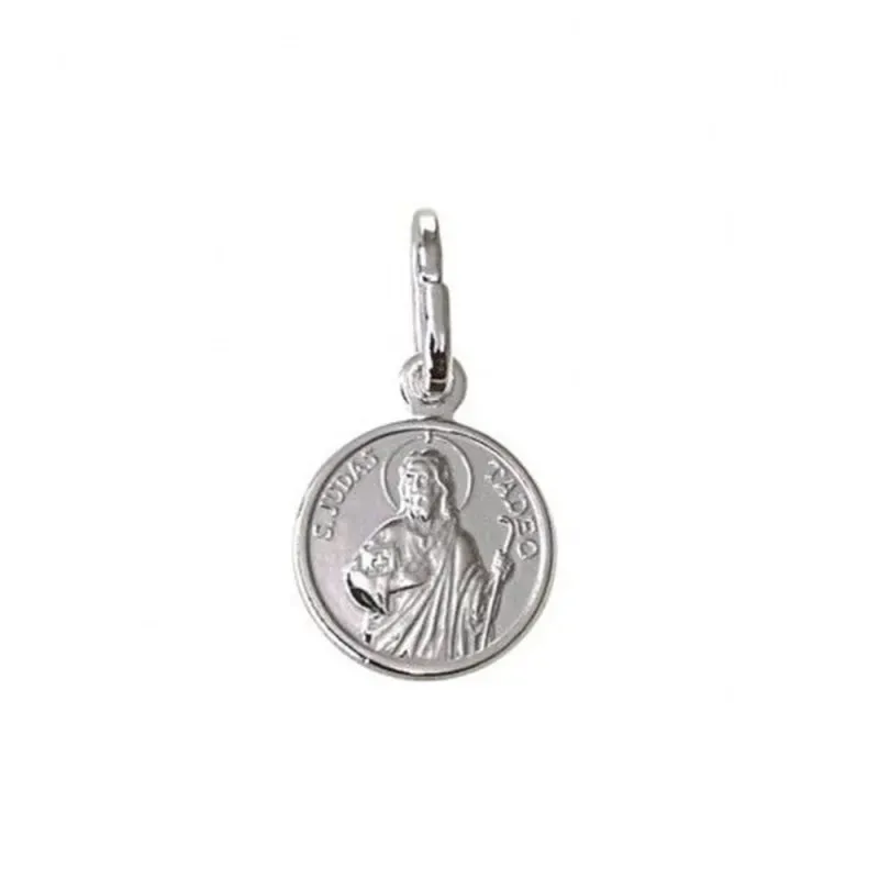 San Judas Tadeo medalla plata Ley 925m unisex 10 mm.