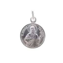 San Judas Tadeo medalla plata Ley 925m unisex 15 mm. bisel borde