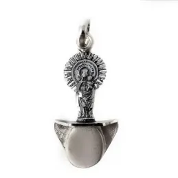 Colgante Virgen del Pilar peana tricornio plata Ley 925m macizo 34 mm