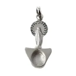 Colgante Virgen del Pilar peana tricornio plata Ley 925m macizo 34 mm