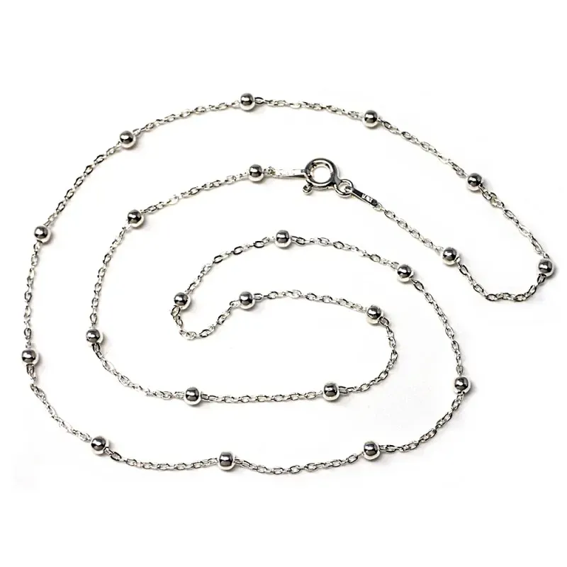 Cadena plata ley 925m lisa 50cm. combinada bolitas 0.25mm. [AB0429]