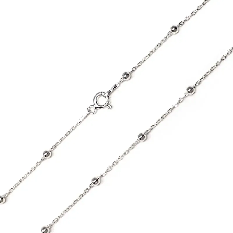 Cadena plata ley 925m lisa 50cm. combinada bolitas 0.25mm. [AB0429]