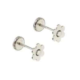 Pendientes Plata Ley 925m niña 5 mm. forma flor circonita centro