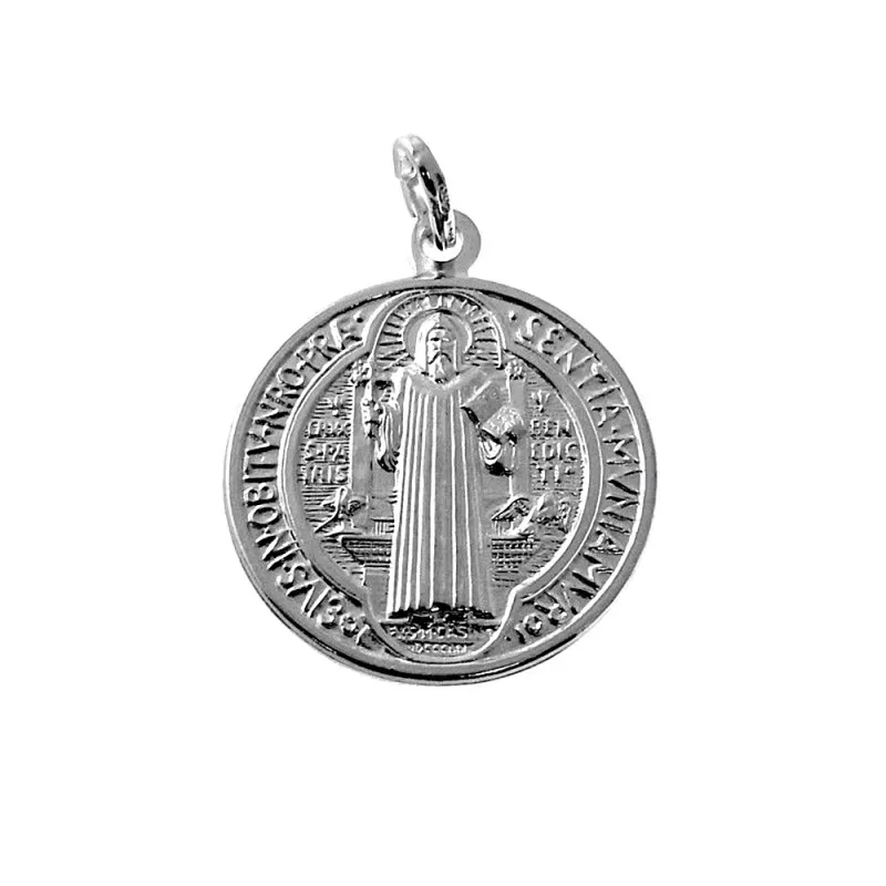 Colgante plata Ley 925m medalla San Benito 16mm. [AB1628]