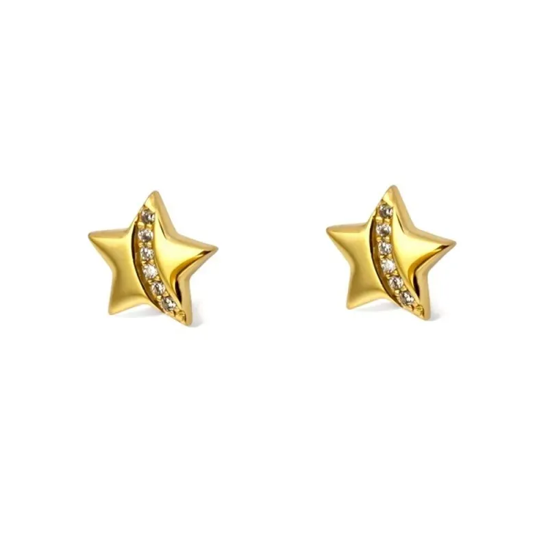 Pendientes en Plata de Ley 925m chapados en oro forma de estrella de