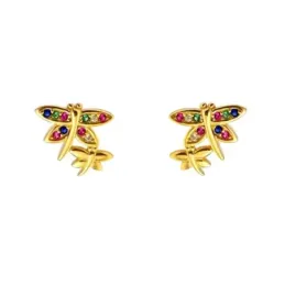 Pendientes en Plata de Ley 925m chapados en oro de 10 mm. mariposas c