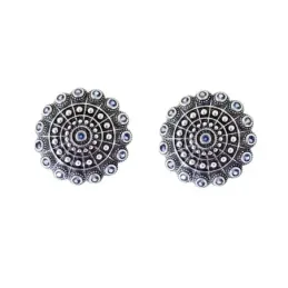 Pendientes Charro en Plata de Ley 925m de 18 mm. con circonitas azule