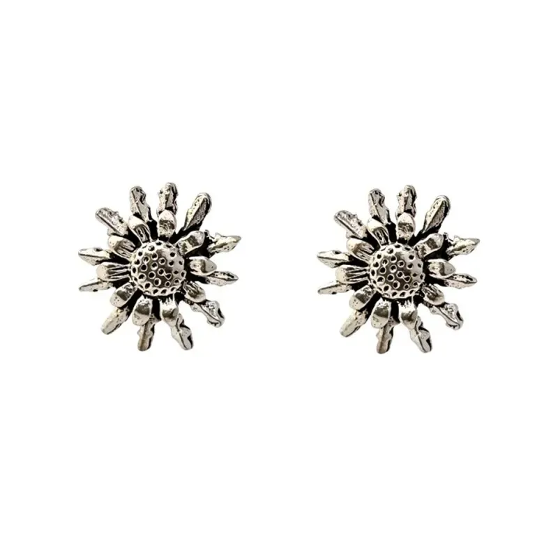 Pendientes de Flor Eguzkilore en Plata de Ley 925m amuleto de 10 mm.
