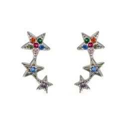 Pendientes en Plata de Ley 925m de 17 mm estrellas con circonitas col