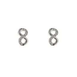 Pendientes en Plata de Ley 925m de 9 mm. símbolo infinito con circoni