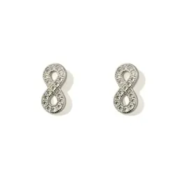 Pendientes en Plata de Ley 925m de 9 mm. símbolo infinito con piedras