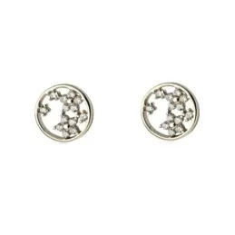 Pendientes en Plata de Ley 925m de 9 mm. con flores y circonitas
