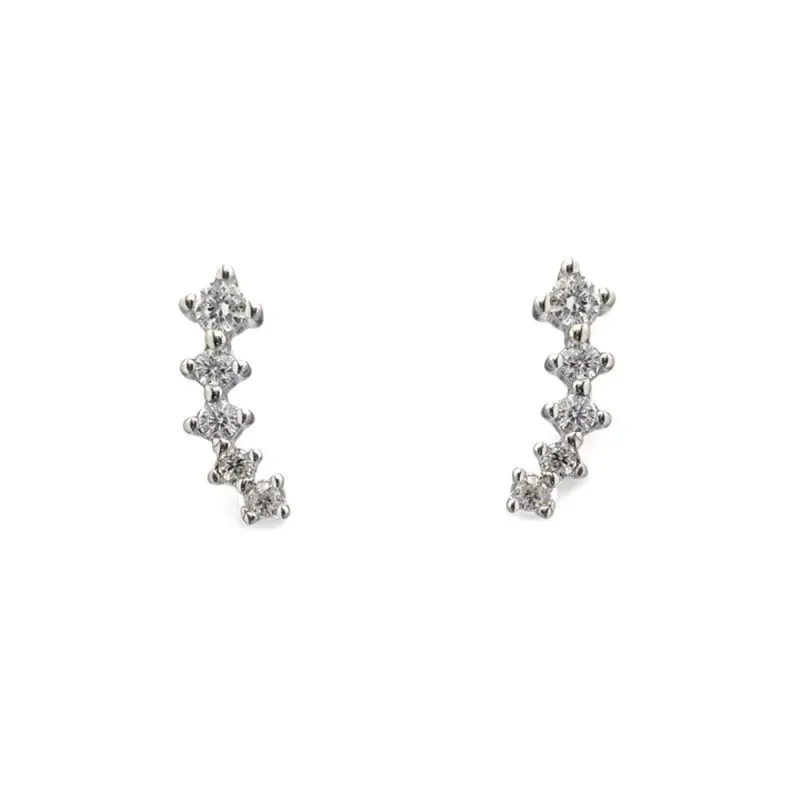 Pendientes Trepadores en Plata de Ley 925m de 11 mm. con circonitas d