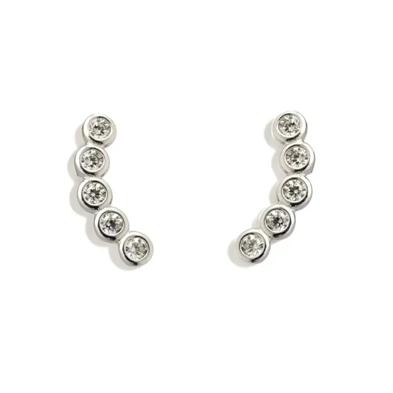 Pendientes Trepadores en Plata de Ley 925m de 13 mm. con circonitas d