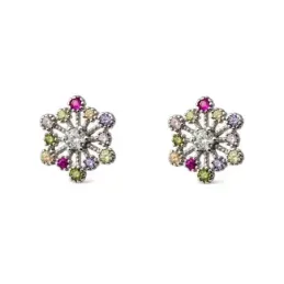 Pendientes en Plata de Ley 925m de 10 mm. con circonitas de colores