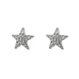 Pendientes en Plata de Ley 925m forma de estrella con 9 mm. y piedras