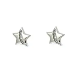 Pendientes en Plata de Ley 925m forma de estrella 8 mm. lisos con pie