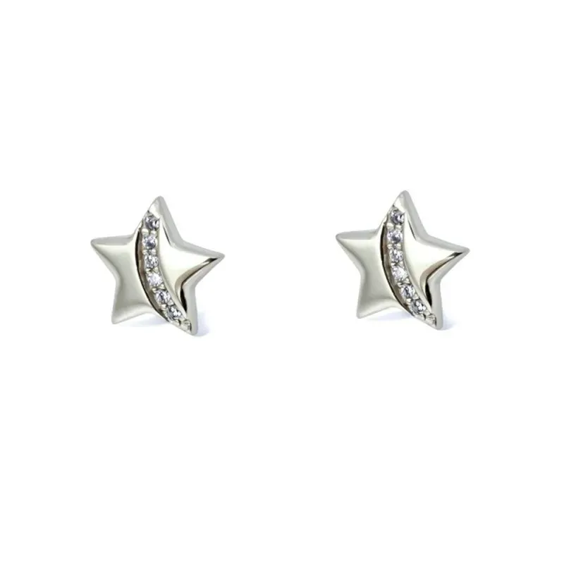 Pendientes en Plata de Ley 925m forma de estrella 8 mm. lisos con pie