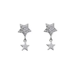Pendientes en Plata de Ley 925m estrella de 7 mm. con piedras combina