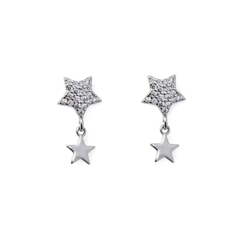 Pendientes en Plata de Ley 925m estrella de 7 mm. con piedras combina