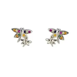 Pendientes en Plata de Ley 925m mariposas de 10 mm. con circonitas de