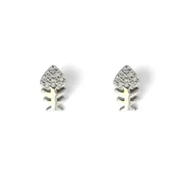 Pendientes en Plata de Ley 925m raspa de pescado 9 mm. con circonitas