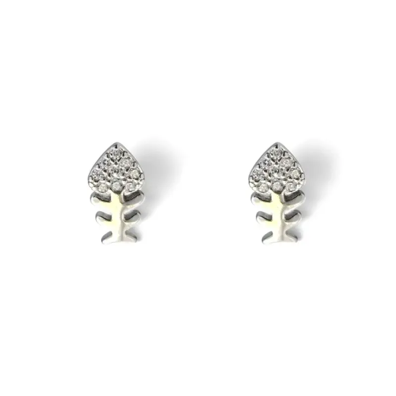 Pendientes en Plata de Ley 925m raspa de pescado 9 mm. con circonitas