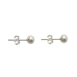 Pendientes en Plata de Ley 925m perla de 5 mm. forma de botón con cas