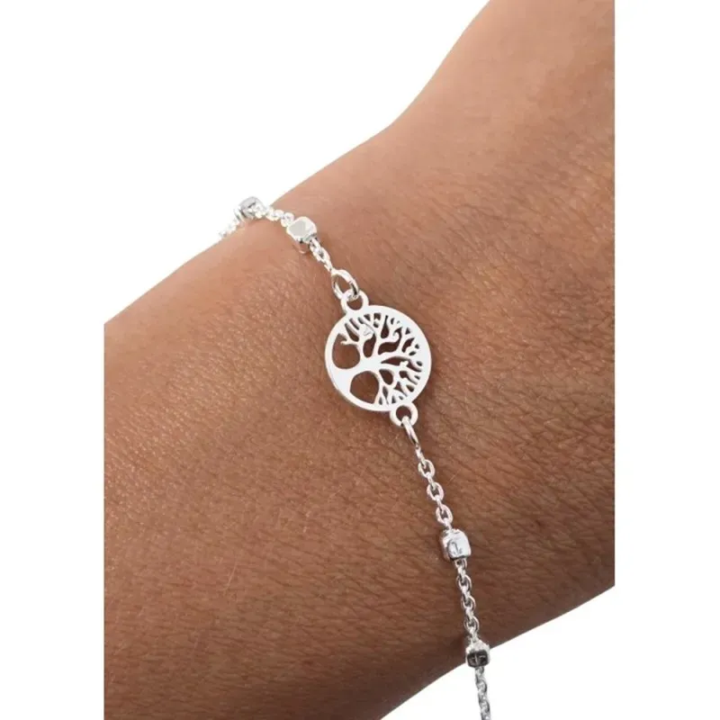 Árbol de la Vida Pulsera en Plata de Ley 925m de 17 cm. amuleto de 10