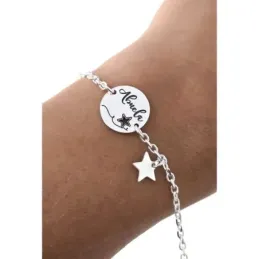 Pulsera en Plata de Ley 925m de 16.5 cm. disco 14 mm. mensaje ABUELA