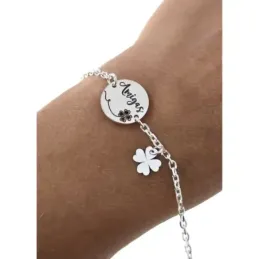 Pulsera en Plata de Ley 925m de 16.5 cm. disco 14 mm. mensaje AMIGAS