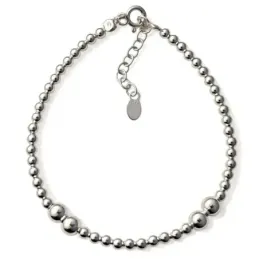 Pulsera en Plata de Ley 925m de 17 cm. con bolas lisas de tamaños com