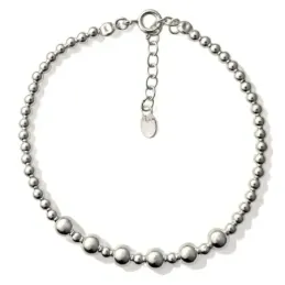 Pulsera en Plata de Ley 925m de 17 cm. con bolas lisas combinadas de