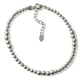 Pulsera en Plata de Ley 925m de 17 cm. con bolas lisas de tamaños com