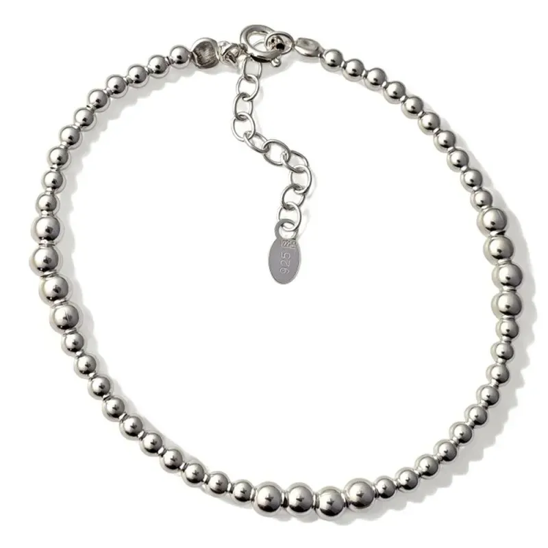 Pulsera en Plata de Ley 925m de 17 cm. con bolas lisas de tamaños com
