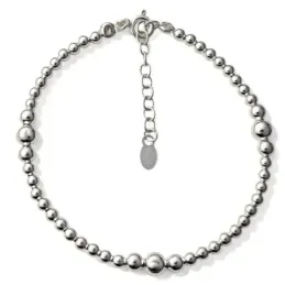 Pulsera en Plata de Ley 925m de 17 cm. con bolas lisas combinadas de