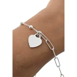 Pulsera en Plata Ley 925m de 17 cm. forzada 4 mm. combinada bolas 4 m