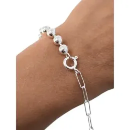 Pulsera en Plata Ley 925m de 17 cm. forzada alargada 3 mm. combinada