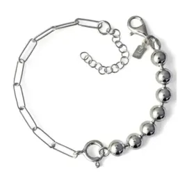 Pulsera en Plata Ley 925m de 17 cm. forzada alargada 3 mm. combinada