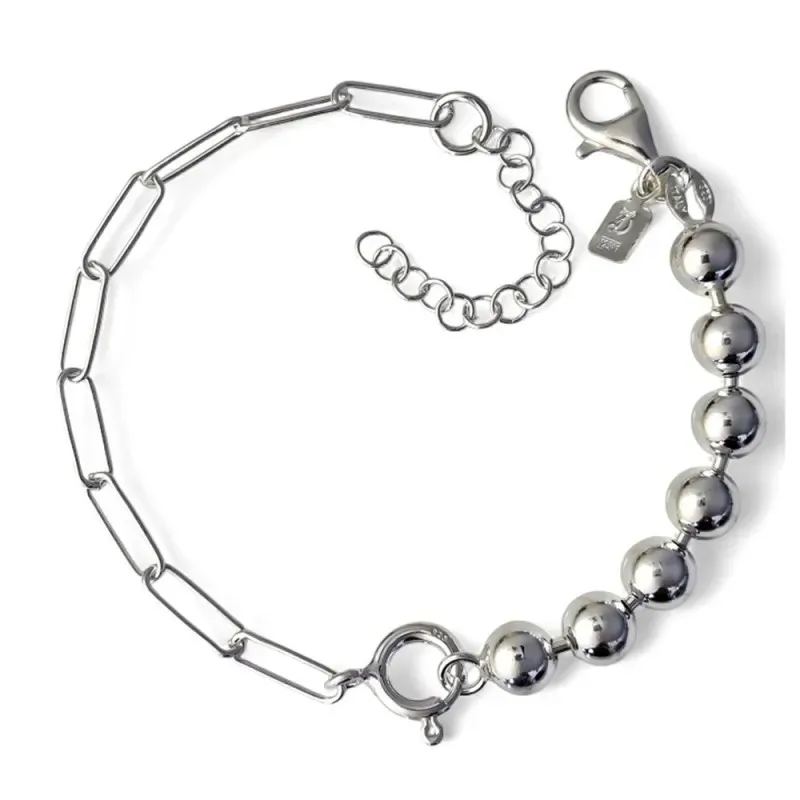 Pulsera en Plata Ley 925m de 17 cm. forzada alargada 3 mm. combinada
