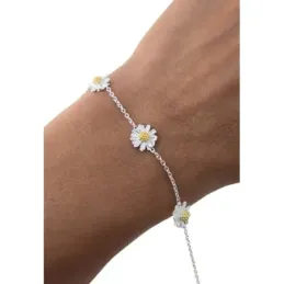 Pulsera de Flor Eguzkilore en Plata de Ley 925m de 16 cm. detalle  8